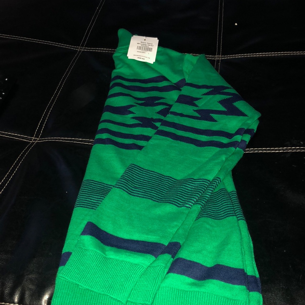 Green and blue Notre Dame Sweater